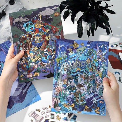 Old Ruins Illusion Club DIY 3D Scene Sticker Collection - 2 Cute Miniature Scenes
