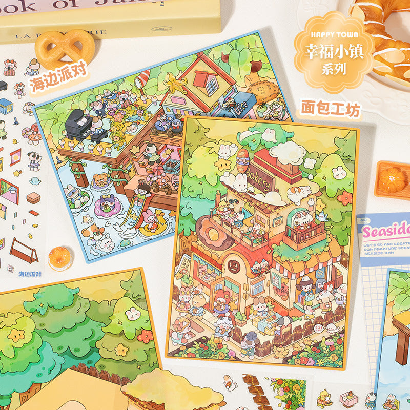 Happy Town DIY 3D Scene Sticker Collection - 2 lovely Miniature Scenes