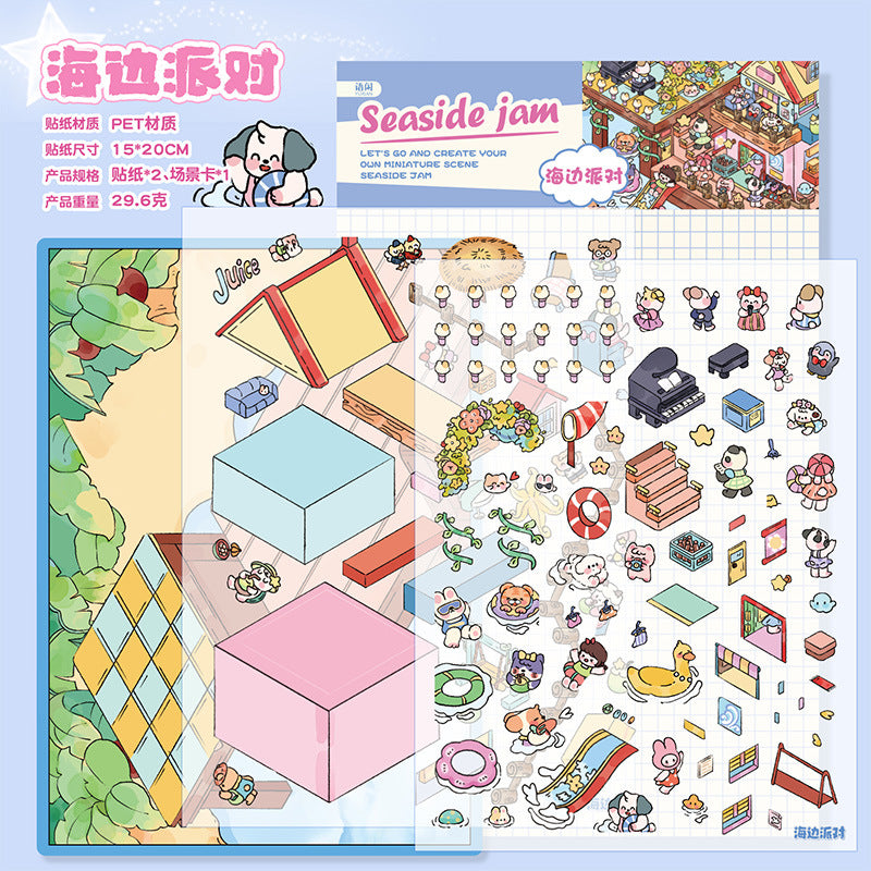 Happy Town DIY 3D Scene Sticker Collection - 2 lovely Miniature Scenes