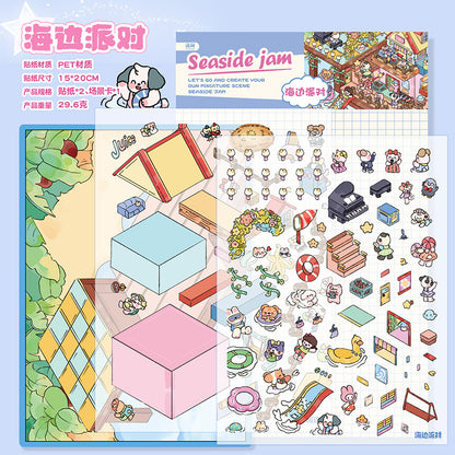 Happy Town DIY 3D Scene Sticker Collection - 2 lovely Miniature Scenes