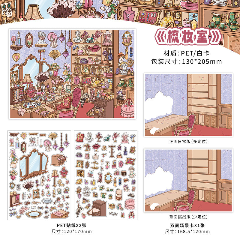 Life Gallery DIY 3D Scene Stickers Collection - 4 Cute Miniature Scenes