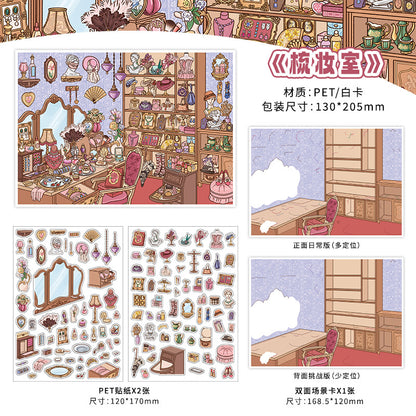 Life Gallery DIY 3D Scene Stickers Collection - 4 Cute Miniature Scenes
