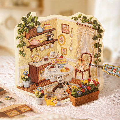 Xiuzhen Spring A  Creative DIY 3D Scene Stickers Collection- 4 Cute Miniature Scenes