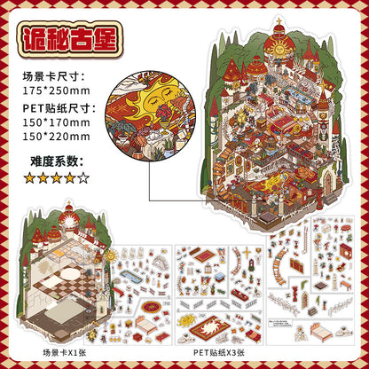 Twin Castle Mystery DIY 3D Scene Sticker Collection - 2 lovely Miniature Scenes