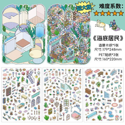 Wood Wave Dwelling DIY 3D Scene Sticker Collection - 2 lovely Miniature Scenes