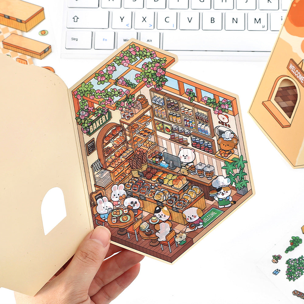 Morning Eatery DIY 3D Scene Sticker Collection - 4 Cute Miniature Scenes