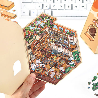 Morning Eatery DIY 3D Scene Sticker Collection - 4 Cute Miniature Scenes