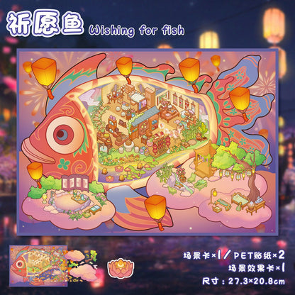 YL160 Fantasy Worlds DIY 3D Scene Stickers Collection- 9 Cute Miniature Scenes