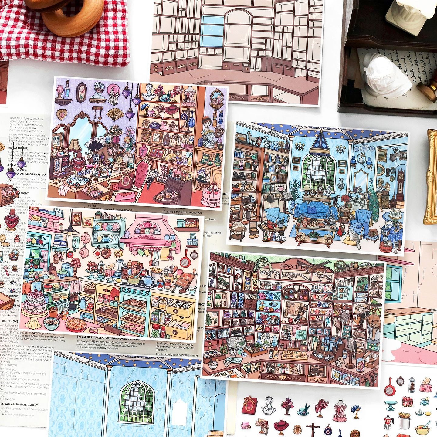 Life Gallery DIY 3D Scene Stickers Collection - 4 Cute Miniature Scenes