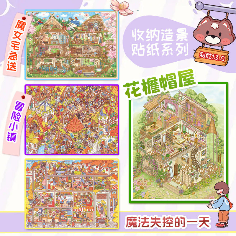 Fairy Cabin Full Positioning Scene Kit DIY 3D Scene Sticker Collection - 4 lovely Miniature Scenes