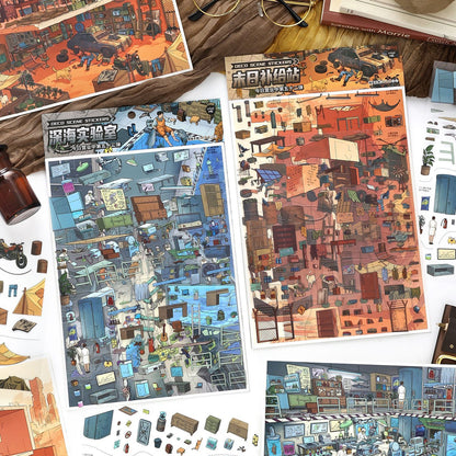Secret‑land Exploration Zone DIY 3D Scene Sticker Collection - 2 lovely Miniature Scenes
