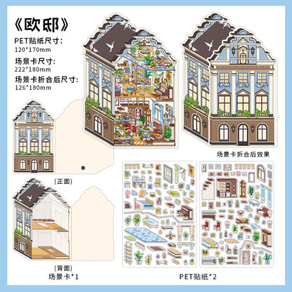 My Little House DIY 3D Scene Sticker Collection - 4 lovely Miniature Scenes