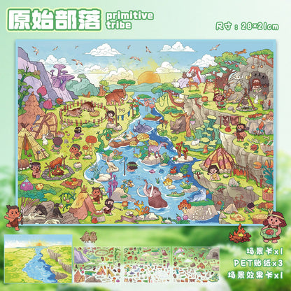 YL160 Realm of Diverse Works DIY 3D Scene Stickers Collection- 4 Cute Miniature Scenes
