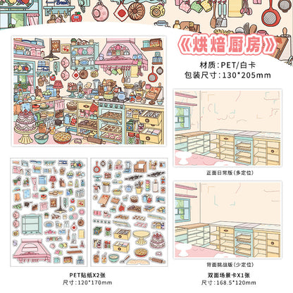 Life Gallery DIY 3D Scene Stickers Collection - 4 Cute Miniature Scenes