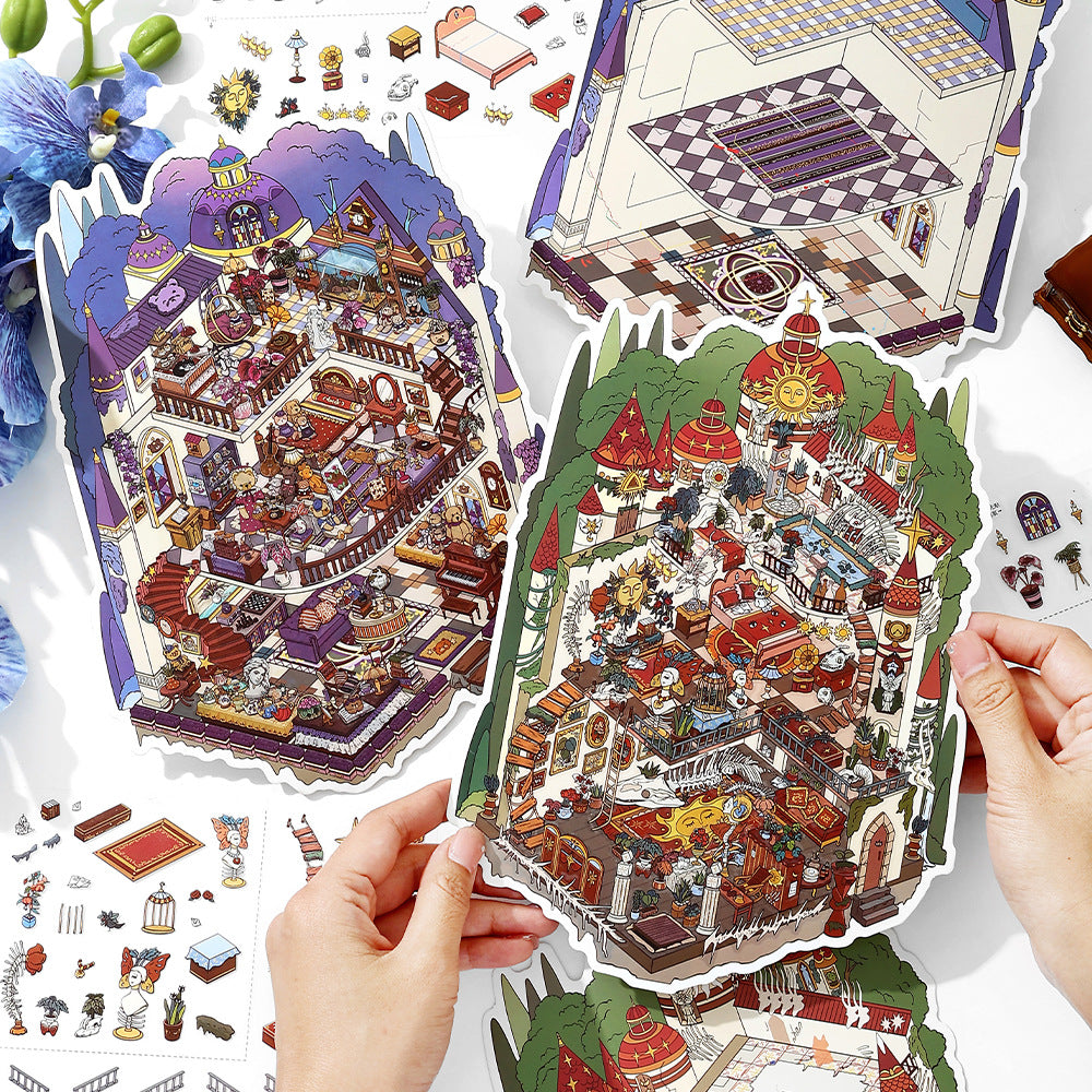Twin Castle Mystery DIY 3D Scene Sticker Collection - 2 lovely Miniature Scenes