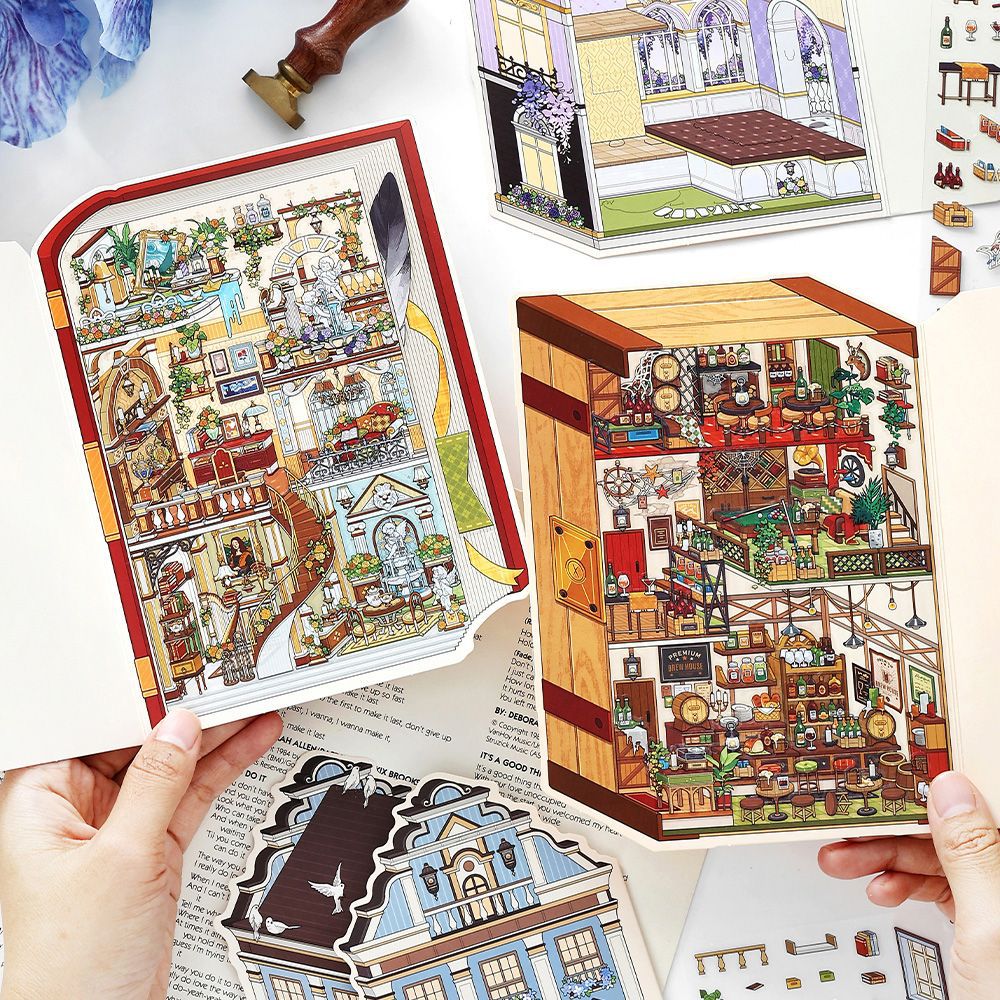My Little House DIY 3D Scene Sticker Collection - 4 lovely Miniature Scenes