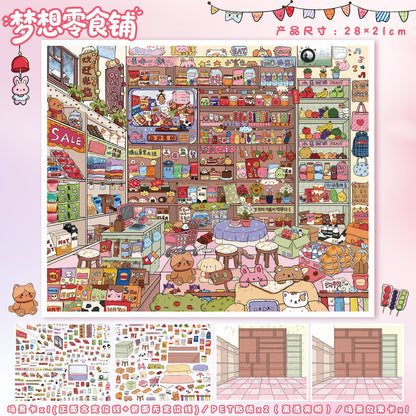 YL160 A Sweet and Warm Little World DIY 3D Scene Stickers Collection- 10 Cute Miniature Scenes