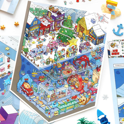 Ice & Snow Resort DIY 3D Scene Sticker lovely Miniature Scene