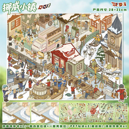 YL160 Four Seasons Magical Journey  DIY 3D Scene Stickers Collection- 8 Cute Miniature Scenes