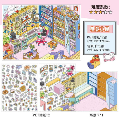 Alternative Style Room DIY 3D Scene Sticker Collection - 4 Cute Miniature Scenes