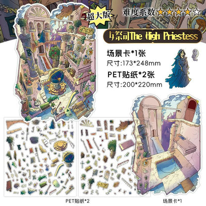 Tarot Archetype DIY 3D Scene Sticker Collection - 4 Cute Miniature Scenes