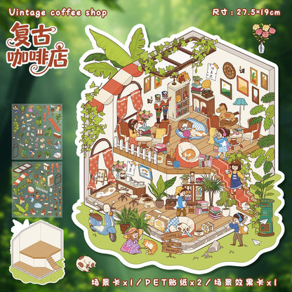 YL160 Corner Adventures DIY 3D Scene Stickers Collection- 5 Cute Miniature Scenes