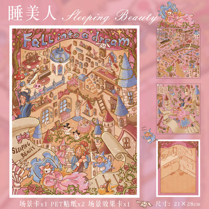 YL160 A Sweet and Warm Little World DIY 3D Scene Stickers Collection- 10 Cute Miniature Scenes