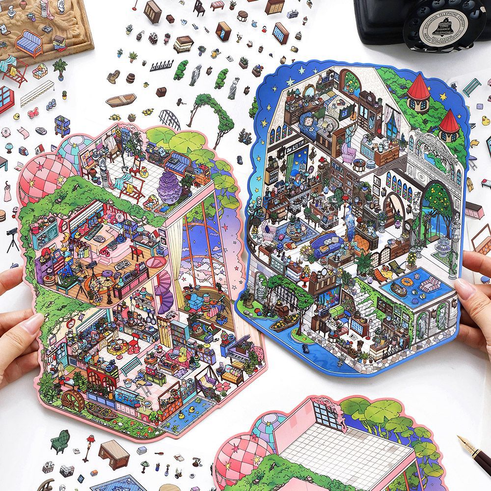 Fun Retreat DIY 3D Scene Stickers Collection - 2 Cute Miniature Scenes