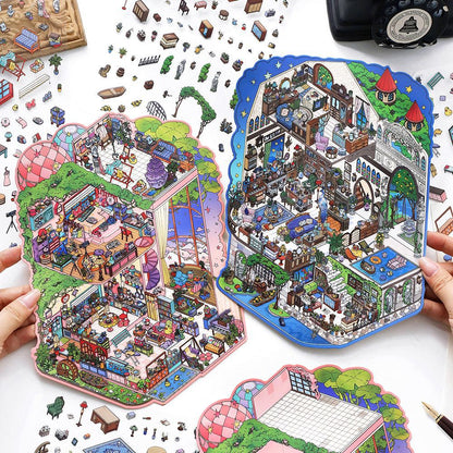 Fun Retreat DIY 3D Scene Stickers Collection - 2 Cute Miniature Scenes
