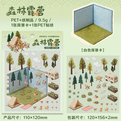 Xiuzhen Spring A  Creative DIY 3D Scene Stickers Collection- 4 Cute Miniature Scenes