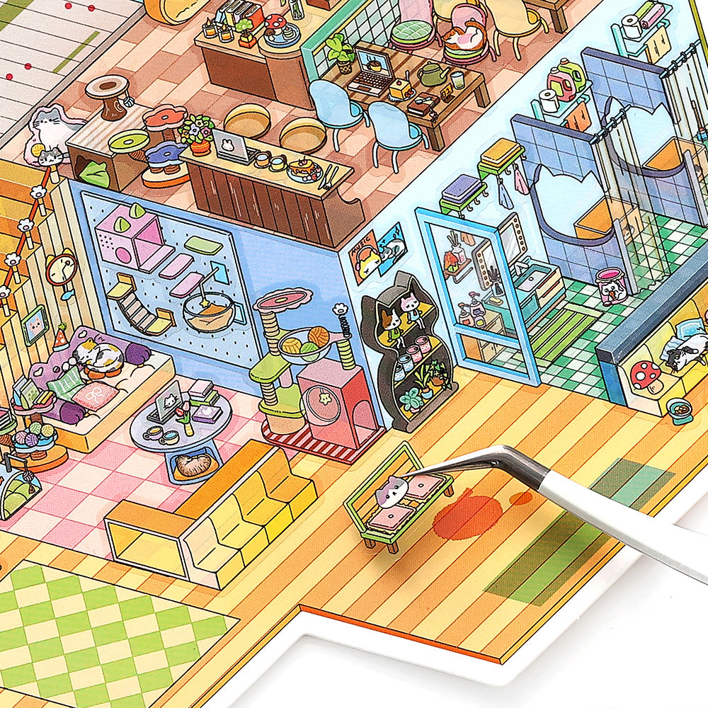 Daily Town DIY 3D Scene Sticker Collection - 2 lovely Miniature Scenes