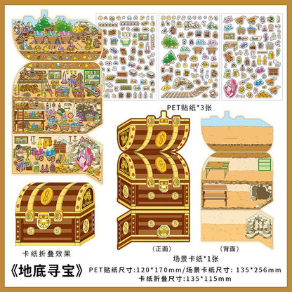Wonderland Treasure Club DIY 3D Scene Sticker Collection - 4 Cute Miniature Scenes