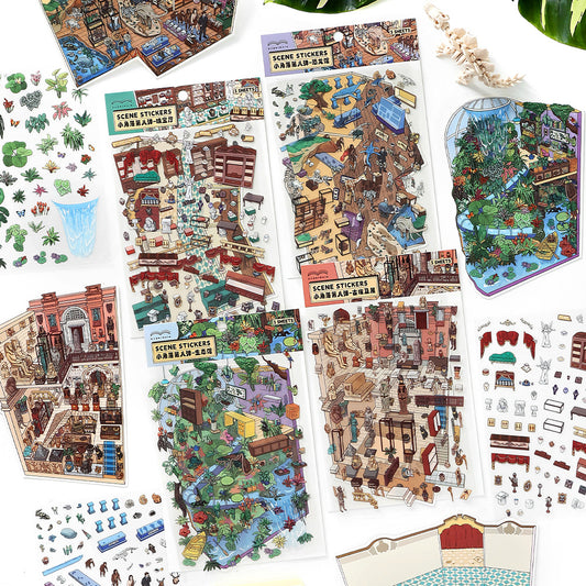 Gallery Scene Collection DIY 3D Scene Sticker Collection - 4 Cute Miniature Scenes