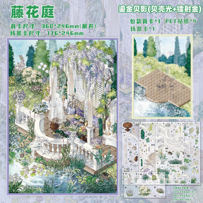 Gilded Floral Garden  DIY 3D Scene Sticker lovely Miniature Scenes