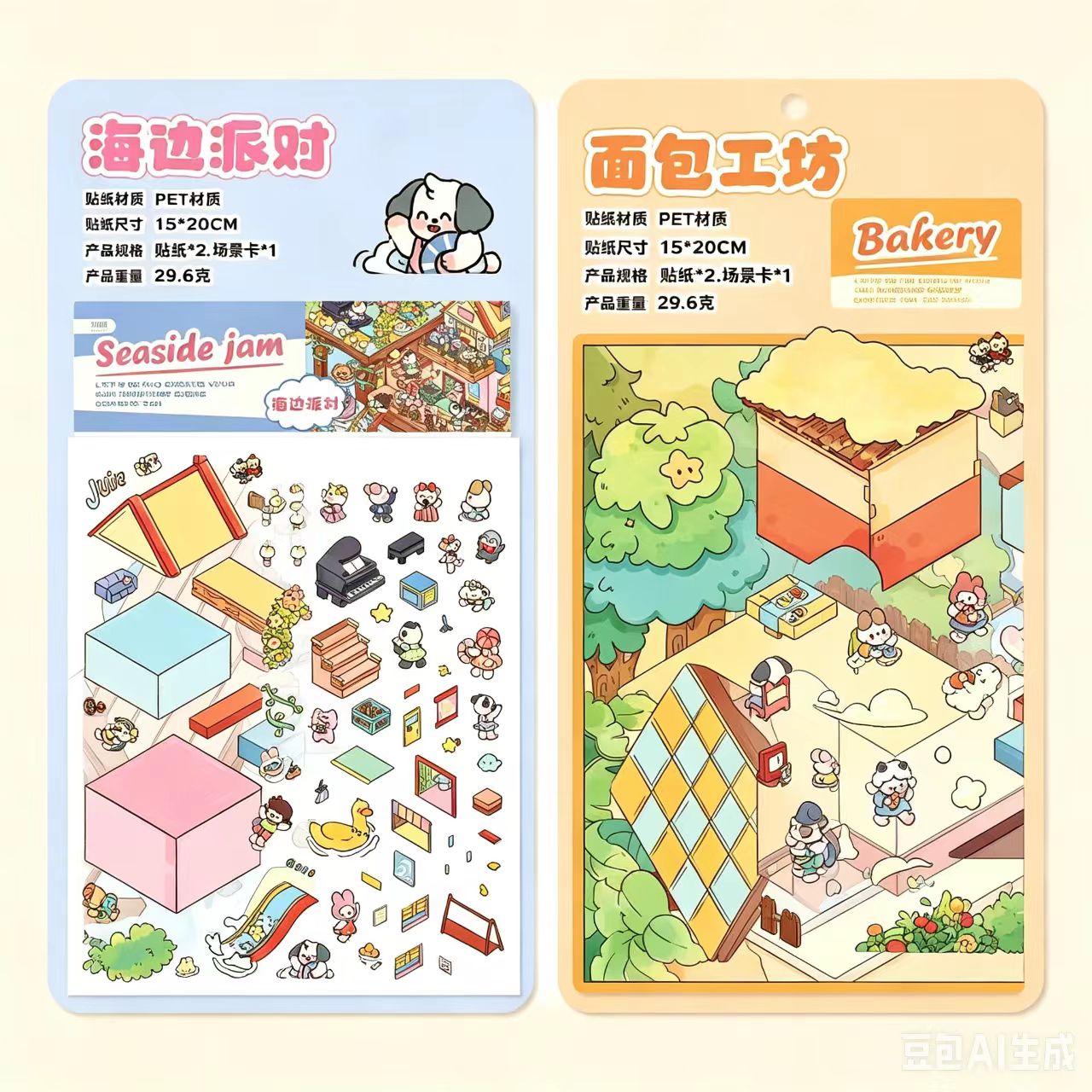 Happy Town DIY 3D Scene Sticker Collection - 2 lovely Miniature Scenes