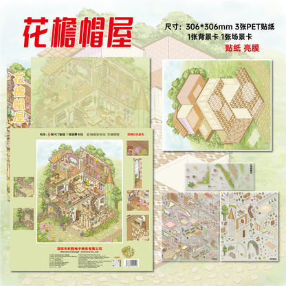 Fairy Cabin Full Positioning Scene Kit DIY 3D Scene Sticker Collection - 4 lovely Miniature Scenes